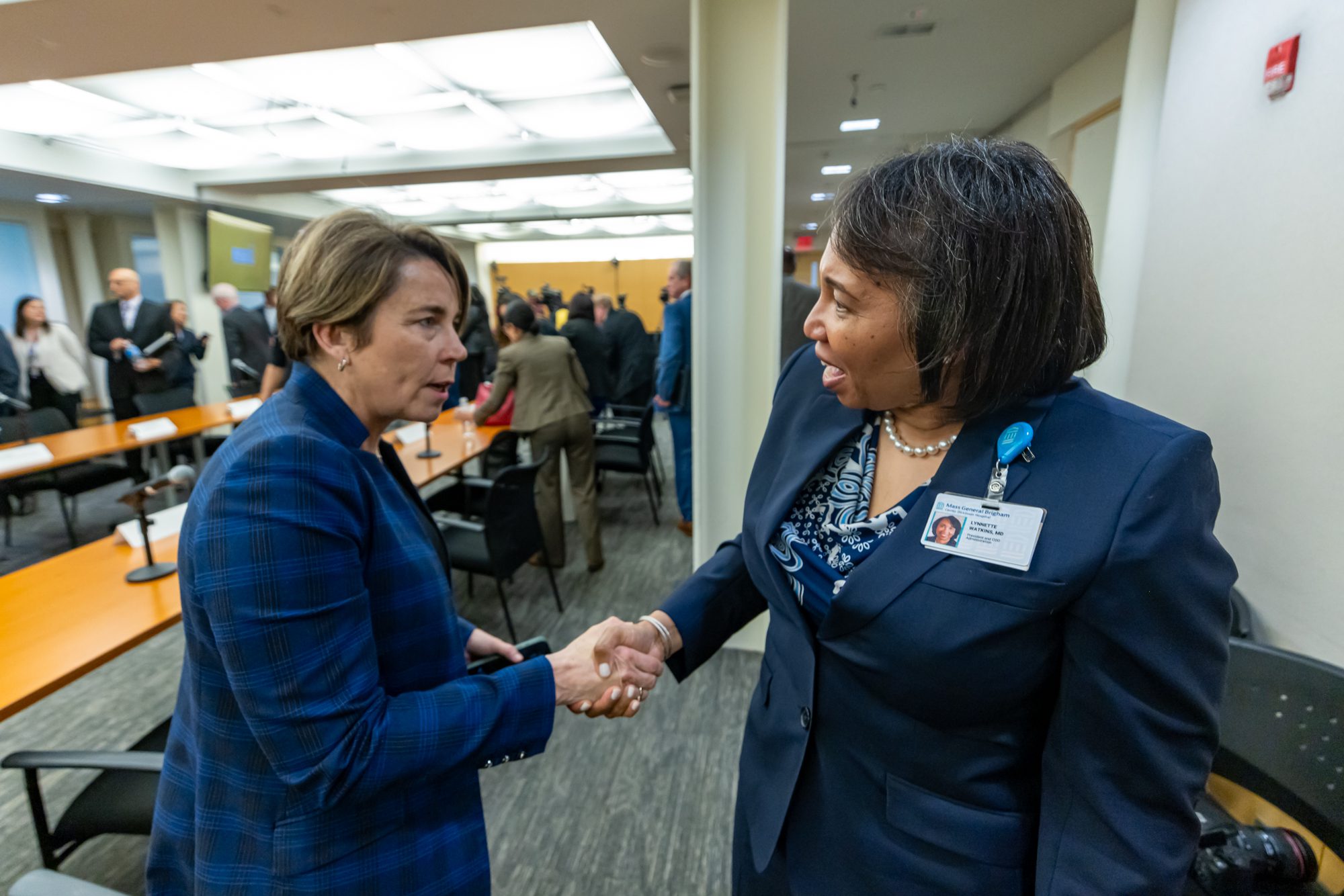 MA Governor Maura Healey (left) with Cooley Dickinson Hospital president and chief operating officer Lynnette Watkins