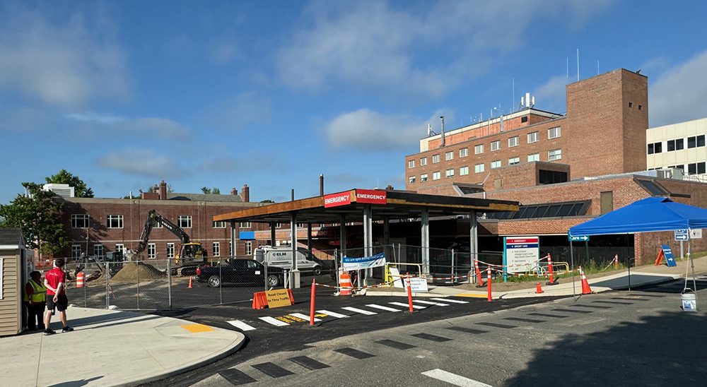 exterior of the temporary Emergency Department entrance set up in May 2024