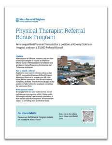 Thumbnail of flyer for physical therapist referral bonus program